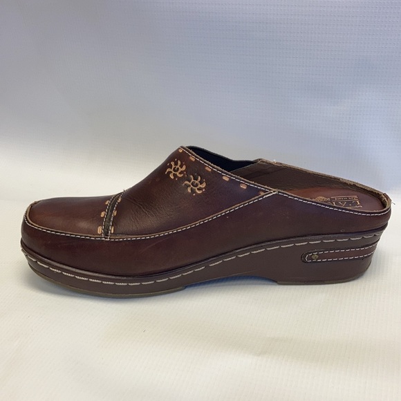 Spring Step L’Artiste brown hand painted clog Chino Clog mule open back comfort - Picture 9 of 16